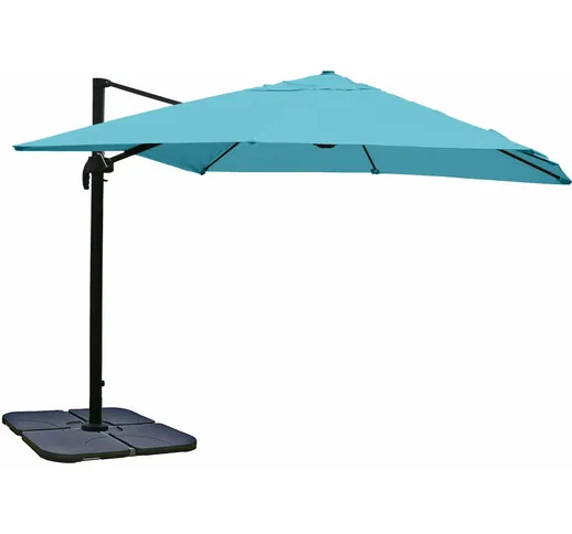 Ombrellone parasole HWC-A96 3,5x3,5m azzurro girevole con base