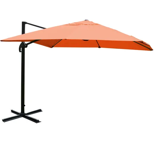 Ombrellone parasole HWC-A96 3x3m alluminio arancione girevole senza base