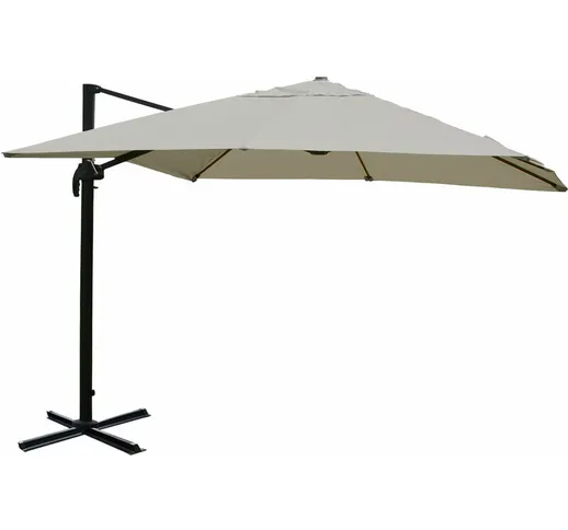 Ombrellone parasole HWC-A96 3x3m alluminio avorio grigio girevole senza base