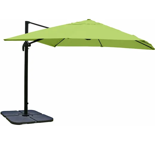 Ombrellone parasole HWC-A96 3x3m alluminio verde girevole con base