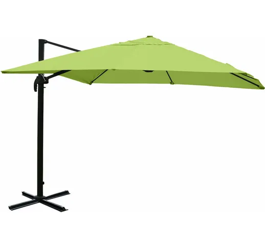 Ombrellone parasole HWC-A96 3x3m alluminio verde girevole senza base