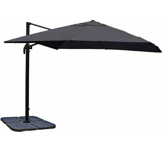Ombrellone parasole HWC-A96 3x3m antracite girevole con base