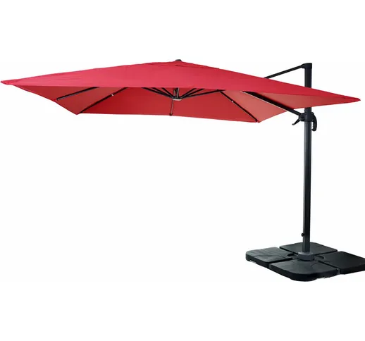 Ombrellone parasole HWC-A96 3x3m rosso girevole con base