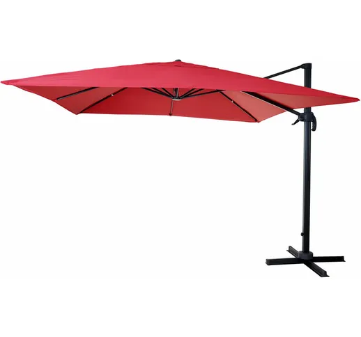 Ombrellone parasole HWC-A96 3x3m rosso girevole senza base
