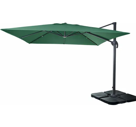 Ombrellone parasole HWC-A96 3x3m verde girevole con base