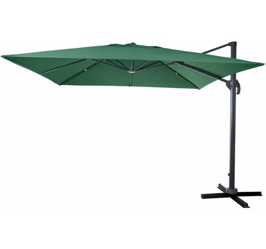 Ombrellone parasole HWC-A96 3x3m verde girevole senza base