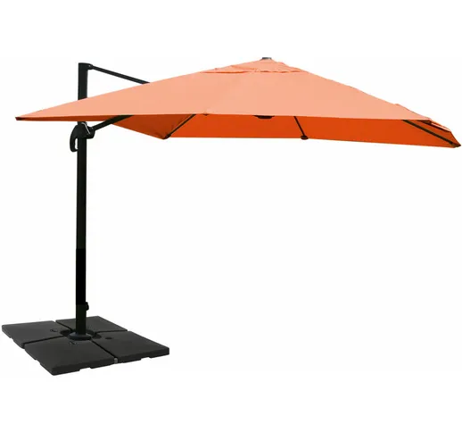 Ombrellone parasole HWC-A96 3x4m alluminio arancio girevole con base
