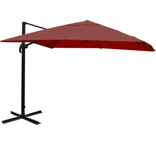 Ombrellone parasole HWC-A96 3x4m alluminio bordeaux girevole senza base
