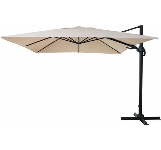 Ombrellone parasole HWC-A96 orientabile 3x3m alluminio avorio girevole senza base