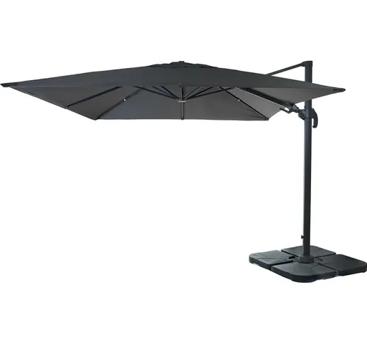 Ombrellone parasole HWC-A96 orientabile 3x3m antracite girevole con base