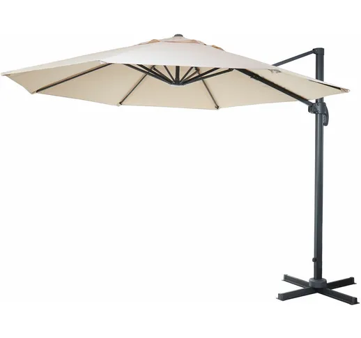 Ombrellone parasole HWC-A96 rotondo 3,5m avorio girevole senza base