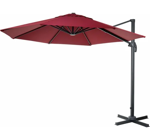 Ombrellone parasole HWC-A96 rotondo 4m alluminio bordeaux girevole senza base