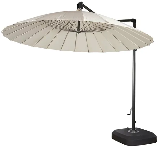 Ombrellone parasole rotondo HWC-A34 280cm avorio girevole con base