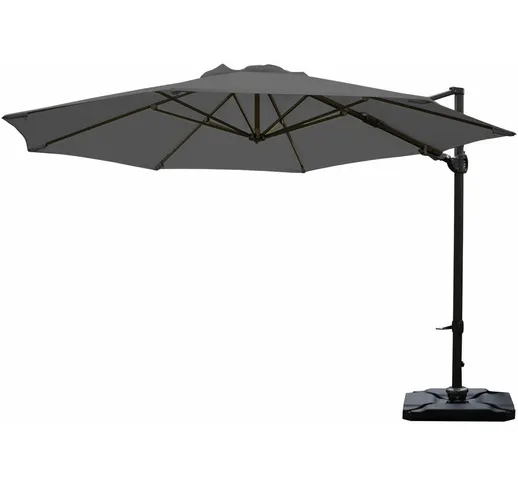 Ombrellone parasole rotondo HWC-A39 girevole Ø 3,5m con base antracite
