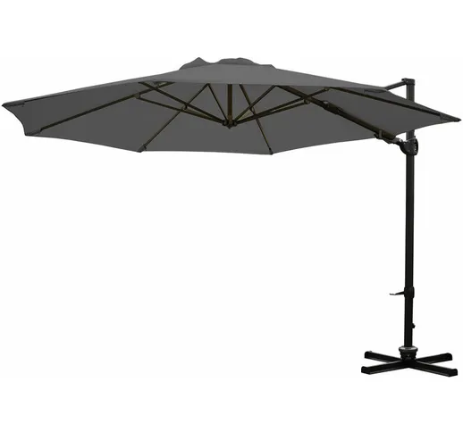 Ombrellone parasole rotondo HWC-A39 girevole Ø 3,5m senza base antracite
