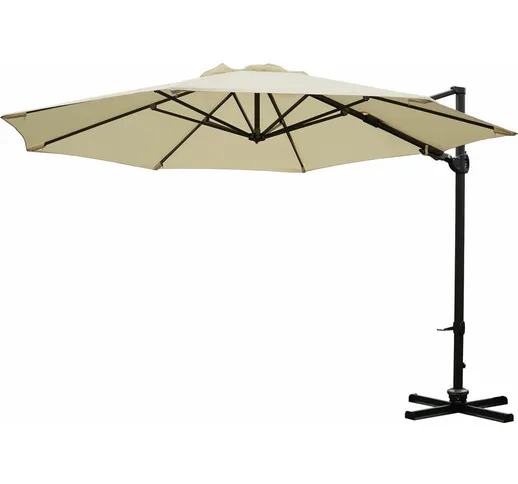 Ombrellone parasole rotondo HWC-A39 girevole Ø 3,5m senza base avorio