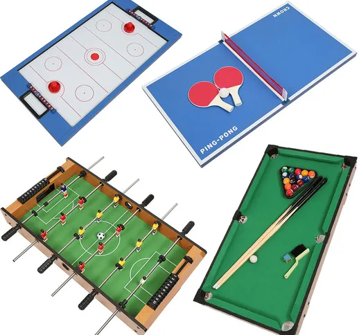 Tavolo Multi gioco 4 in 1 con Calcio Balilla, per Biliardo, Biliardino, Hockey da Tavolo,...