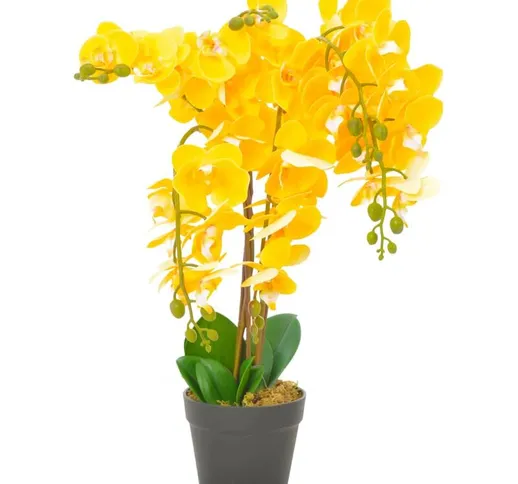 Orchidea Artificiale con Vaso Gialla 60 cm