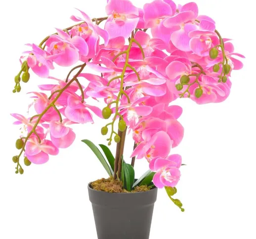 Orchidea Artificiale con Vaso Pianta Decorativa Verde e Rosa vari dimensioni dimensioni :...