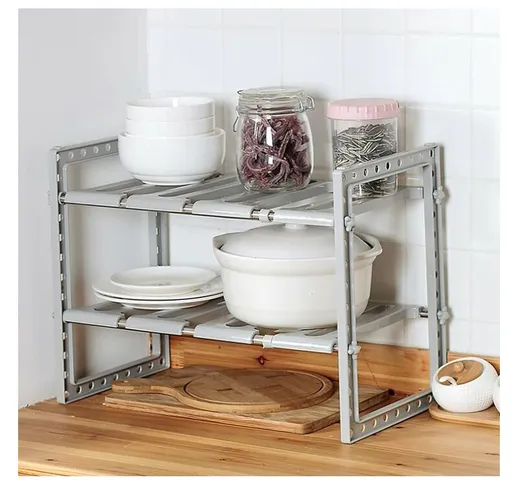 Dyhf - Organizzatore di supporto espandibile per ripiano sotto lavello per cucina, bagno,...