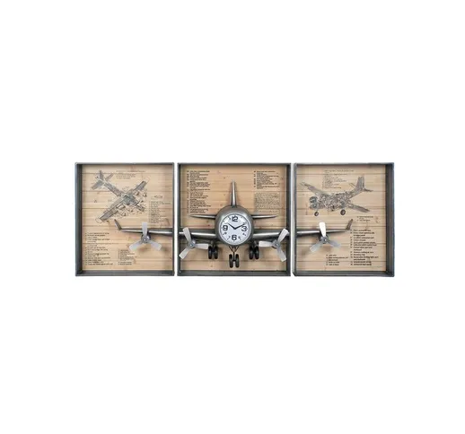 Orologio da Parete Avion Legno MDF (3 pcs) (75 x 75 x 28 cm) (205 x 28 x 75 cm) (65 x 75 x...