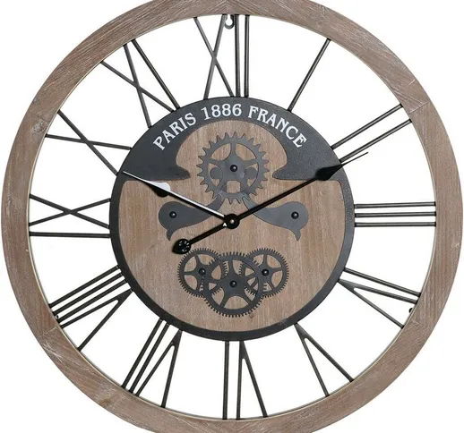 Orologio da Parete industriale Nero Ferro Legno MDF (70 x 5 x 70 cm) - Dkd Home Decor
