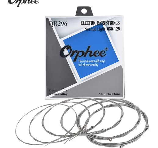 Orphee QB296 Corda per basso elettrico a 6 corde 6 pezzi / set (.030-.125) Nucleo in accia...