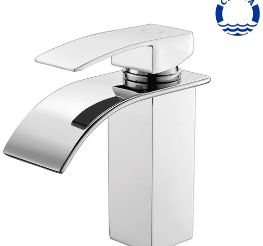 Auralum - Cromata Rubinetto Bagno Cascata, Miscelatore Lavabo Bagno, Rubinetto Lavabo, Val...