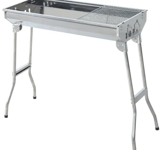 Griglia Barbecue Portatile e Pieghevole in Acciaio Inox, 73x33x71cm - 