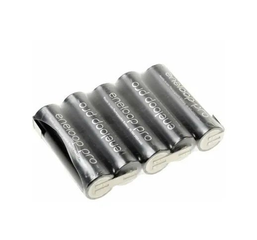 Pacco batteria 6 V 5 Stilo (AA) linguette a saldare NiMH Panasonic Eneloop Pro