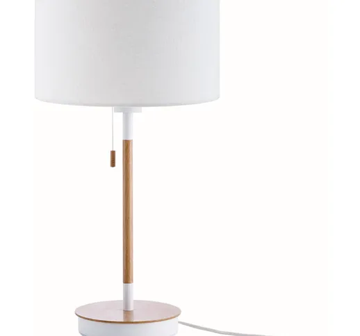 Lampada Da Tavolo Da Comodino Da Scrivania Altezza 49 cm Design Scandinavo Bianco (Ø28 cm)...