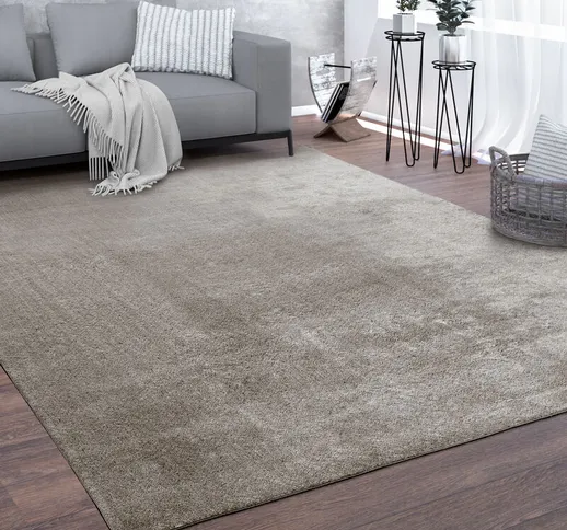 Paco Home - Morbido tappeto a pelo corto per soggiorno, ultrasoffice, lavabile, in grigio...