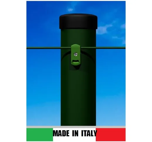 Paletto Tondo in Ferro Zincato e Plastificato Verde con Passafilo pvc (Diam: 38mm) (Altezz...