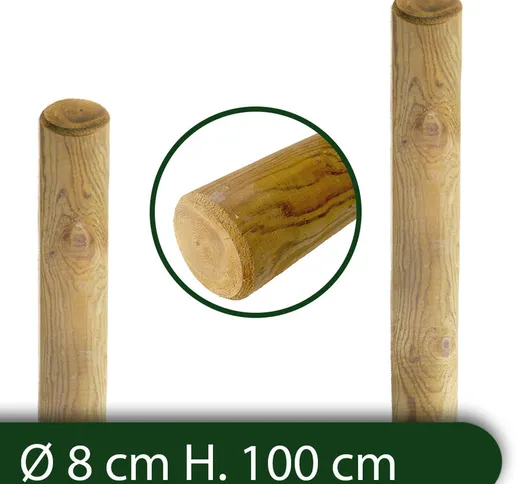 Nextradeitalia - pali in legno ø cm 8 altezza cm 100 h tondi senza punta trattati impregna...