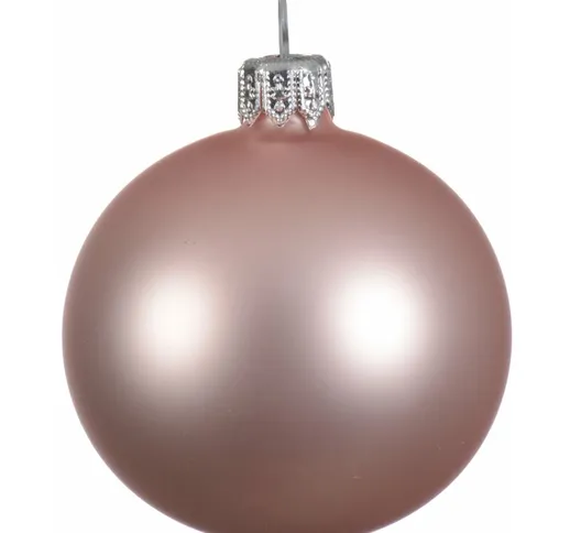 Palline per albero di Natale in vetro decorate color Rosa Blush Opaco -1 sfera da 15 cm