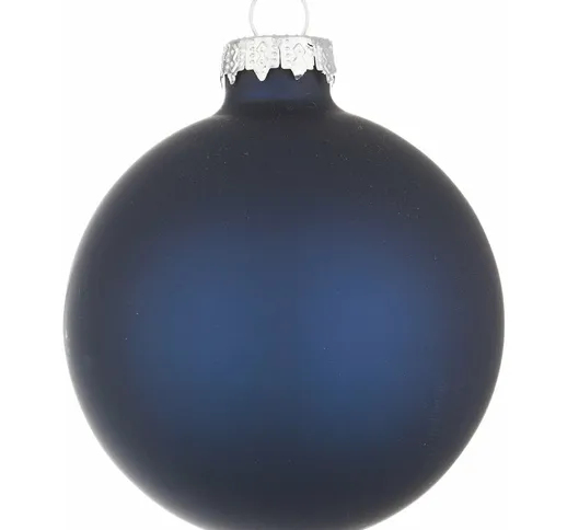 Palline in vetro Blu Opaco tinta unita per albero di Natale moderno -10 cm - 4 sfere