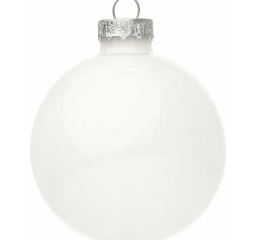 Palline in vetro Bianco Lucido tinta unita per albero di Natale moderno -6 cm - 6 sfere