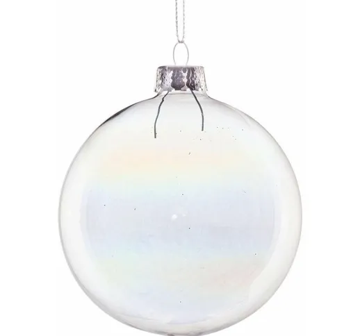 Palline in vetro Bolla Bianca tinta unita per albero di Natale moderno -8 cm - 6 sfere