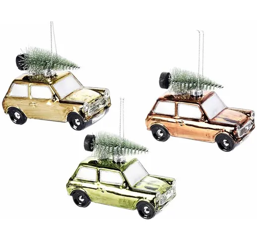 Palline per albero di Natale a forma di automobile set da sei pezzi