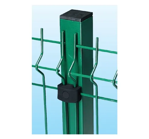 Palo Tubolare Quadro Verde 50X50 mm - Altezza Palo 130 cm - Completo di 3 Piastrine per Fi...