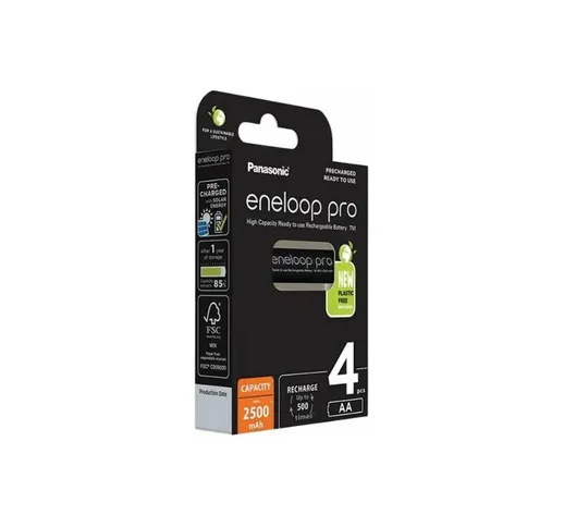 Panasonic batterie ricaricabili 4 stilo AA Eneloop pro 2500 mah BK-3HCDE