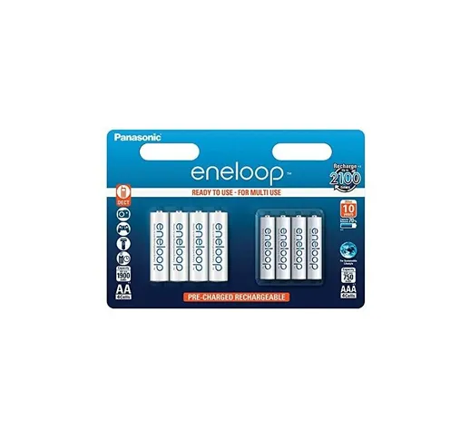 Panasonic SY3052715 - Confezione da 8 batterie ricaricabili (4 x AA, 4 x 4 AAA) - Eneloop