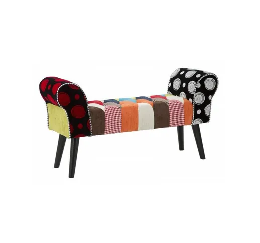 Panca con seduta in tessuto colorato, gambe legno nero 102x31x54cm Imperial New