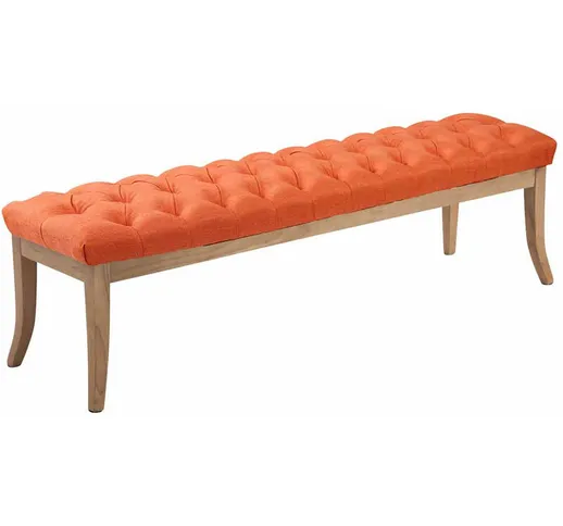 Panca design RAMSES in legno chiaro antico tessuto Arancione 150 cm