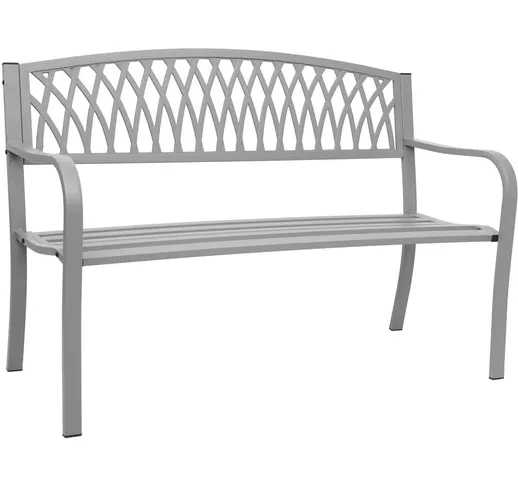 Panca panchina 2 posti da giardino HWC-F45 acciaio verniciato grigio