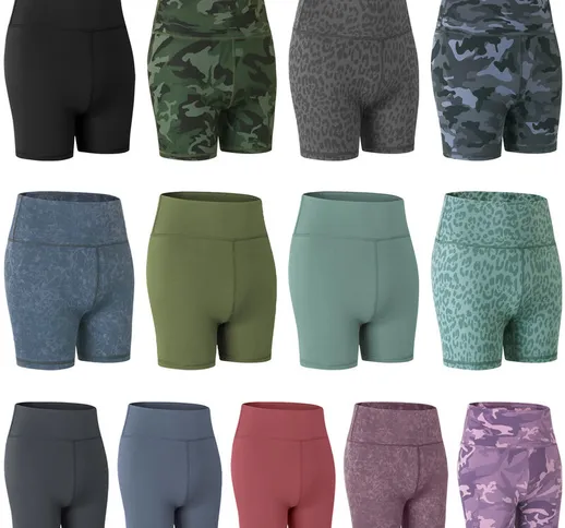 Pantaloncini sportivi da donna Pantaloncini da yoga Tinta unita Stampa mimetica Vita alta...