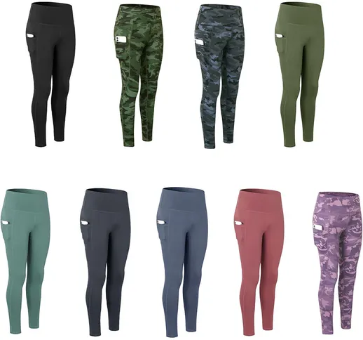 Pantaloni sportivi da donna Leggings da yoga Stampa mimetica Tasca a vita alta Pantaloni d...