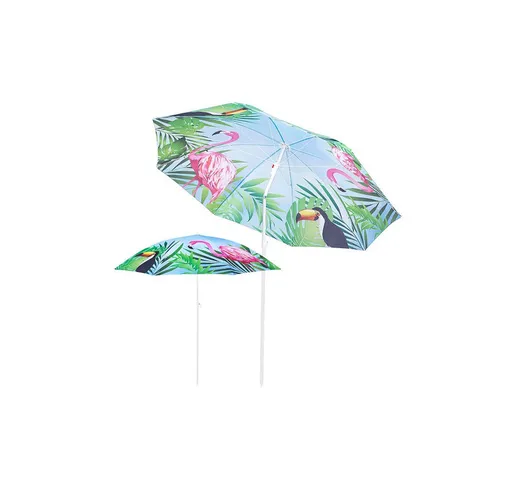 Springos - Parasole da spiaggia 180 cm ombrellone da giardino fenicotteri