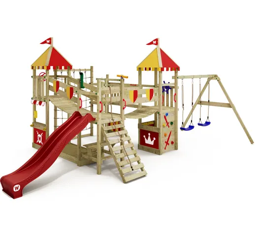 Parco giochi in legno Smart Queen Giochi da giardino con altalena e scivolo Torre d'arramp...