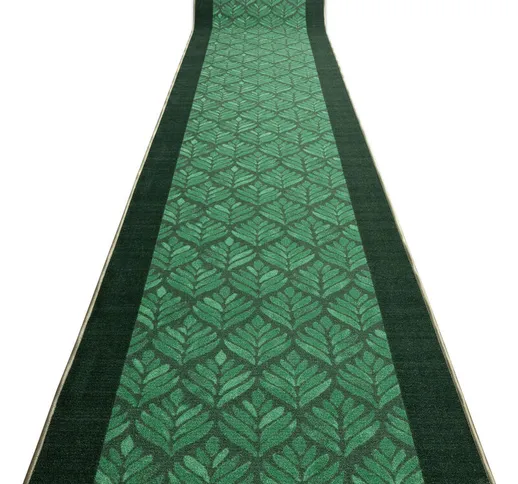 Passatoia antiscivolo liście foglie, gomma verde 80cm green 80x250 cm